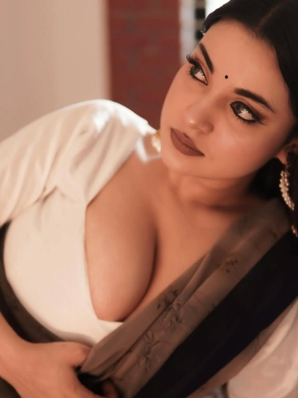 Girl Deep Neck White Dress Photos