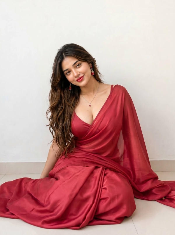 Latest Red Saree Hot Photos India