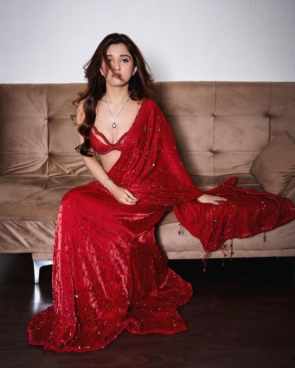 Red Saree Sexy Look Photos