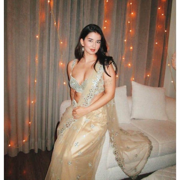 White Net Saree Sexy Photos