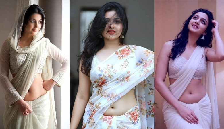 White-Saree-Hot-Photos