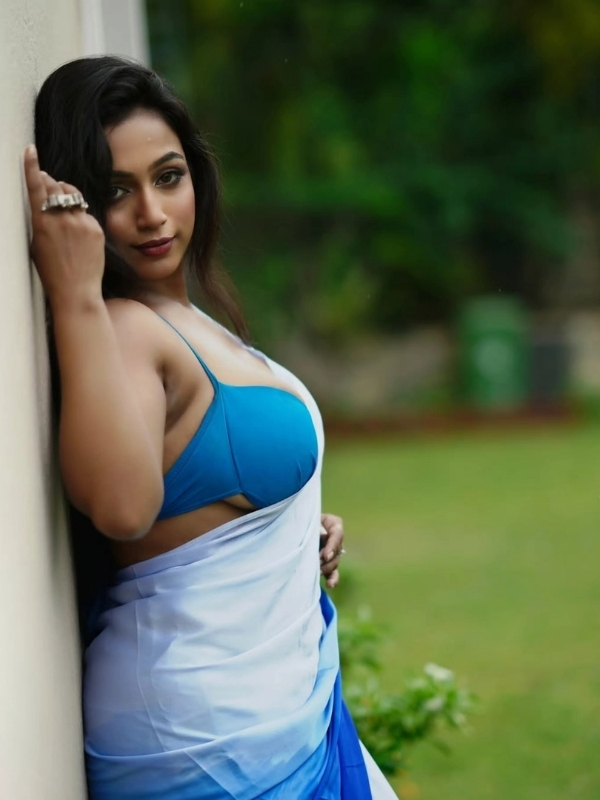 blue sexy saree